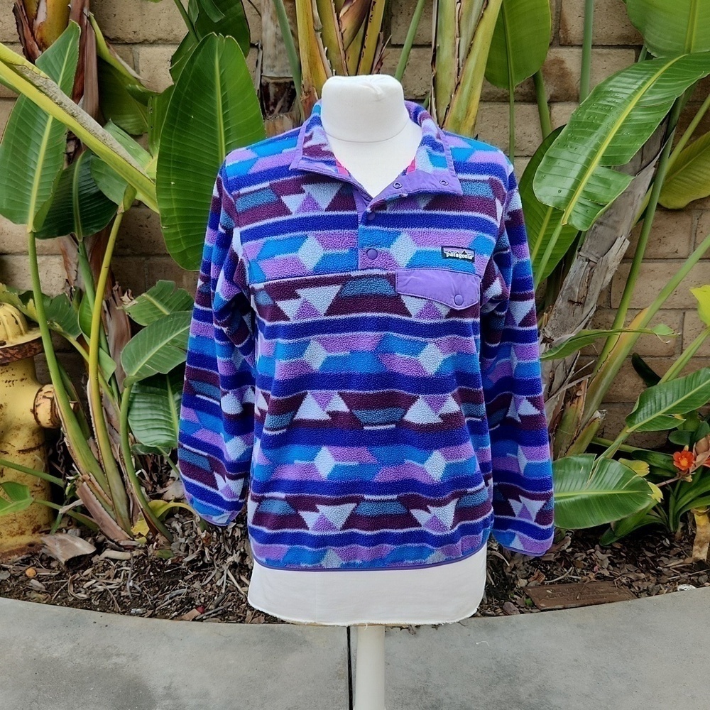 Patagonia Synchilla Fleece Snap-T Guatemalan Tango Purple Geometric Pullover